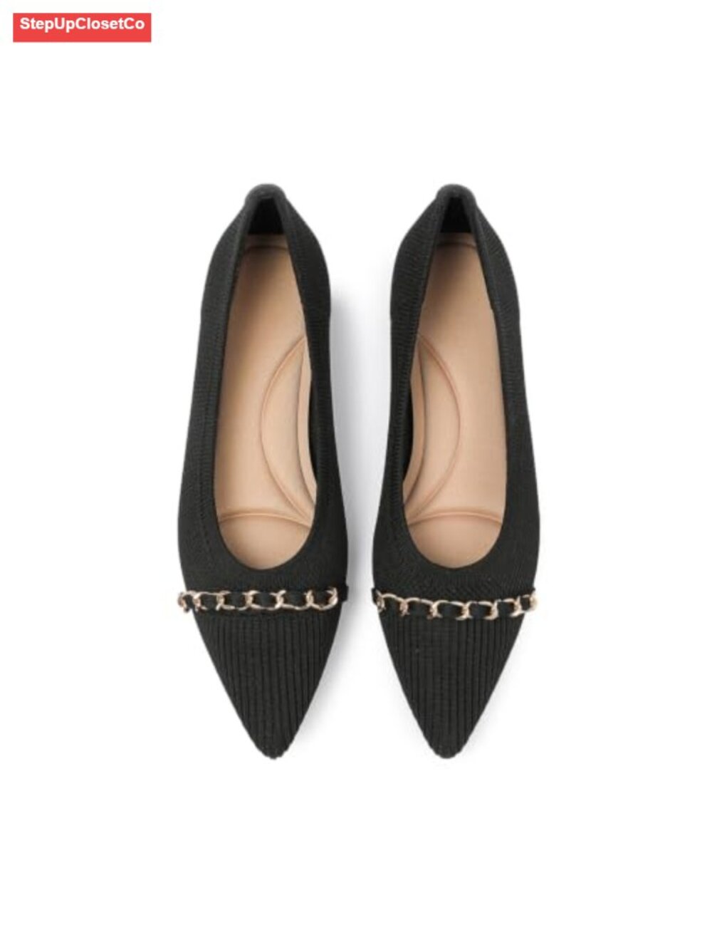 Pointed Toe Knit Flats for Women - Breathable Stretch-Knit Comfortable Work